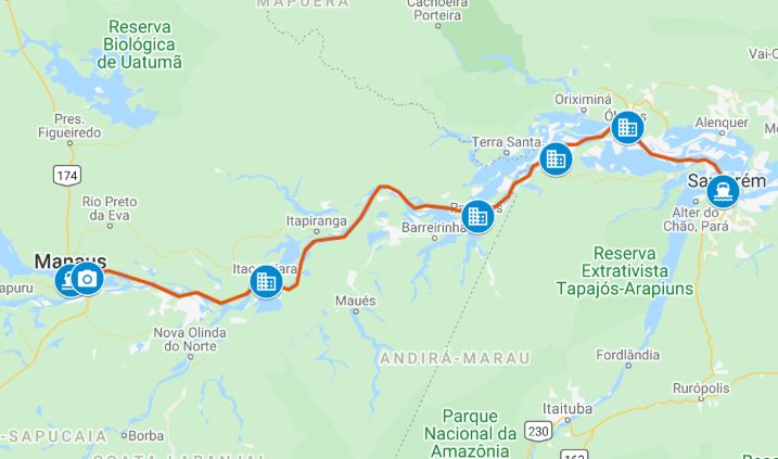 ferry route manaus to santarem